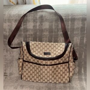 G Beige and Dark Brown Messenger /diaper bag